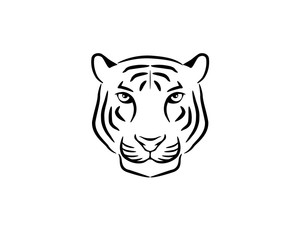 symetrical front side of simple black grayscale tiger head