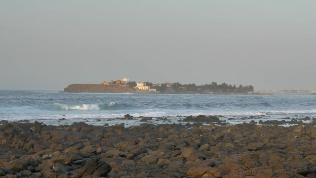 Seascape with the Ngor Island in the background. Dakar. Senegal. Flat plane