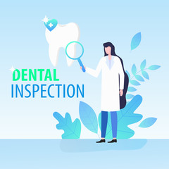 Woman Dentist Magnifying Glass Dental Inspection