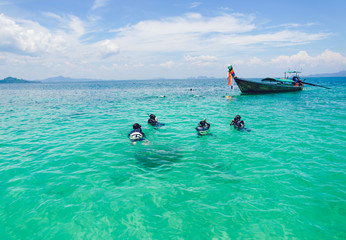 Travel to the sea and island by long tail boat Of Thailand