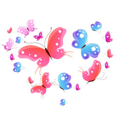 beautiful pink butterflies, isolated  on a white