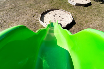 Green slide pov on the playground
