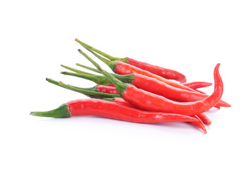 Red Spicy Chili Peppers Isolated on White Background