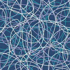 Vector abstract seamless scribble background. Fantasy modern tangled pattern. Digital tortuous design. Creative tangled composition.