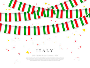 Garland of Italian flags. June 2 - Independence Day of Italy.