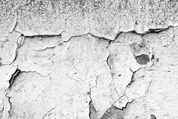Old painted wall background texture close up. Black and white