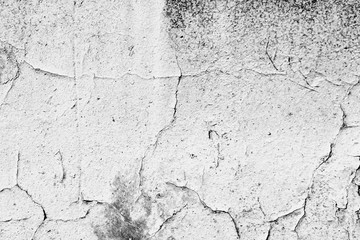 Old painted wall background texture close up. Black and white