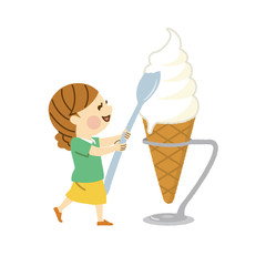 ソフトクリーム　女性