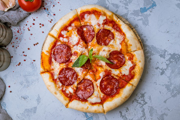 Pepperoni pizza on plate