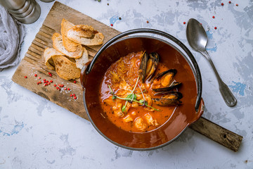 Bouillabaisse with seafood