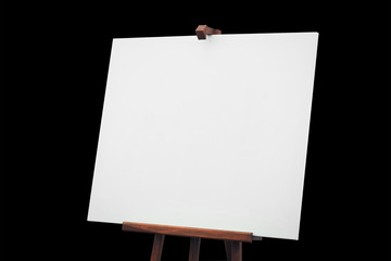 empty canvas board isolated on black background with clipping path