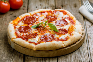 Pepperoni pizza on plate