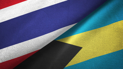 Thailand and Bahamas two flags textile cloth, fabric texture