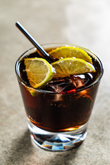 tasty alcoholic old fashioned cocktail in the bar