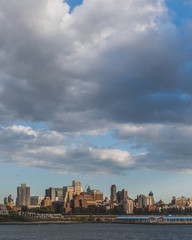 Skyline of Brooklyn at dusk, viewed from Manhattan, New York, USA