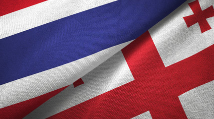 Thailand and Georgia two flags textile cloth, fabric texture
