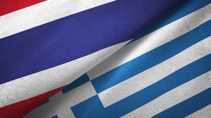 Thailand and Greece two flags textile cloth, fabric texture