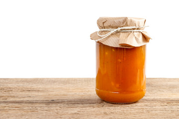 Colorful jams in glass jars