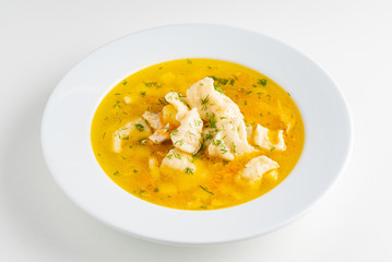 fish soup on the white background