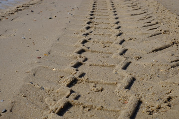 Reifenspuren im Sand