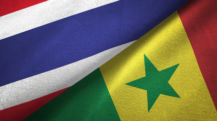 Thailand and Senegal two flags textile cloth, fabric texture