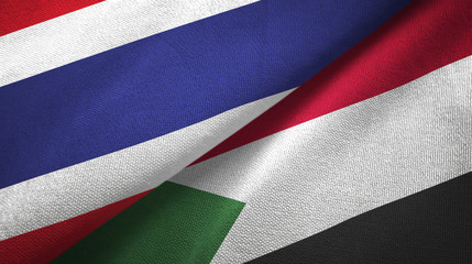 Thailand and Sudan two flags textile cloth, fabric texture