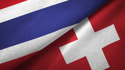 Thailand and Switzerland two flags textile cloth, fabric texture