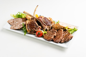 meat appetizer on the white plate