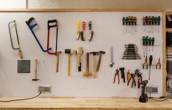 Set of instruments on wall