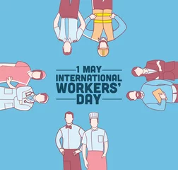 Fototapeten international Worker's day . Labor Day Poster With People Of Different Occupations, diverse workers of various professions and specialists.  © Sidig
