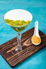 green tea dessert in the glass