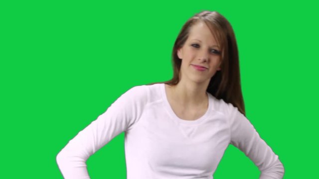 Young Brown Blonde Woman Looking Nonchalant At The Camera Before Walking Off _1