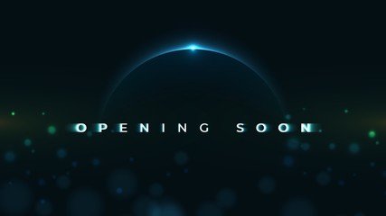 Opening Soon text on abstract Sunrise Dark Background with motion effect