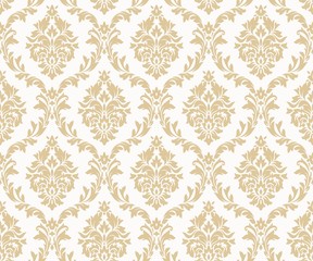 Vector seamless damask gold patterns. Rich ornament, old Damascus style gold pattern - 263834923