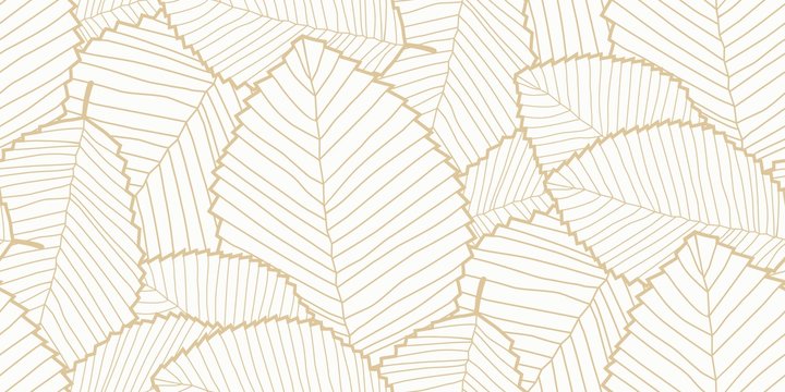 Vector Seamless Leafs Pattern White And Gold