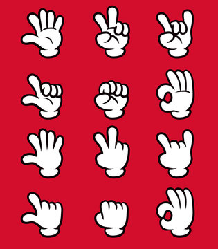 Five Finger White Glove Cartoon Hand