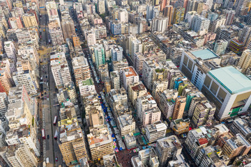Fototapeta na wymiar Aerial view of Hong Kong downtown city