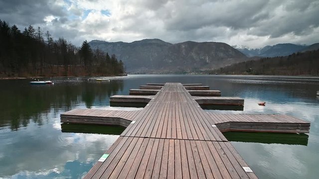 Video with a beautiful view of Bohinj lake coast in Slovenia