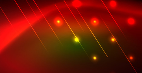 Neon glowing wave, magic energy and light motion background