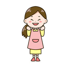 応援する女性　ポーズ　イラスト