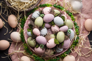Easter eggs on the table