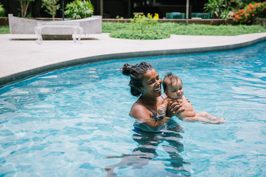 Mother and Baby in Pool