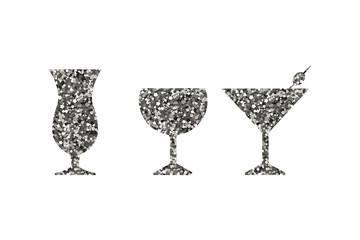 Silver abstract cocktail icons