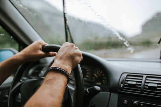 Driving car in the rain