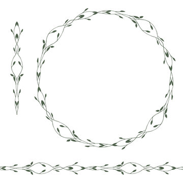 Vector floral frame. Round hand drawn floral frames on white background. Design elements for wedding cards, prints, greeting cards