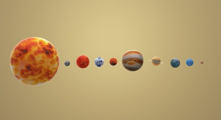 Solar universe 3d rendering for  science or  education content.