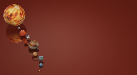 Solar universe 3d rendering for  science or  education content.