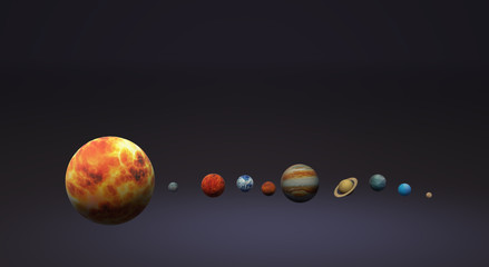 Solar universe 3d rendering for  science or  education content.