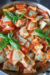 Making Ravioli with Spinach and Tomato Italy