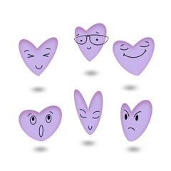 Creative hand drawn hearts with different emotions.Facial expression